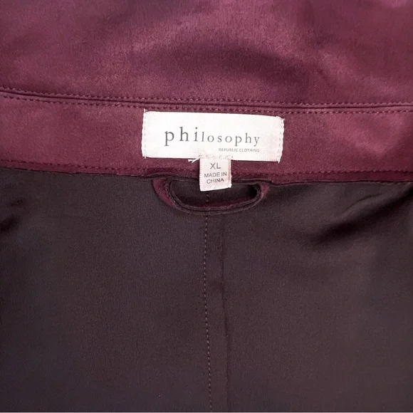 Philosophy Burgundy Faux Leather Suede Moto Jacket Size XL - Picture 4 of 5